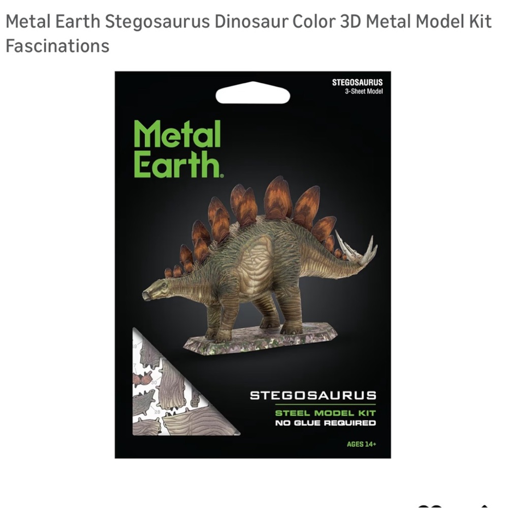 Stegosaurus 3D Metal Model‎ Kit - Green & Brown